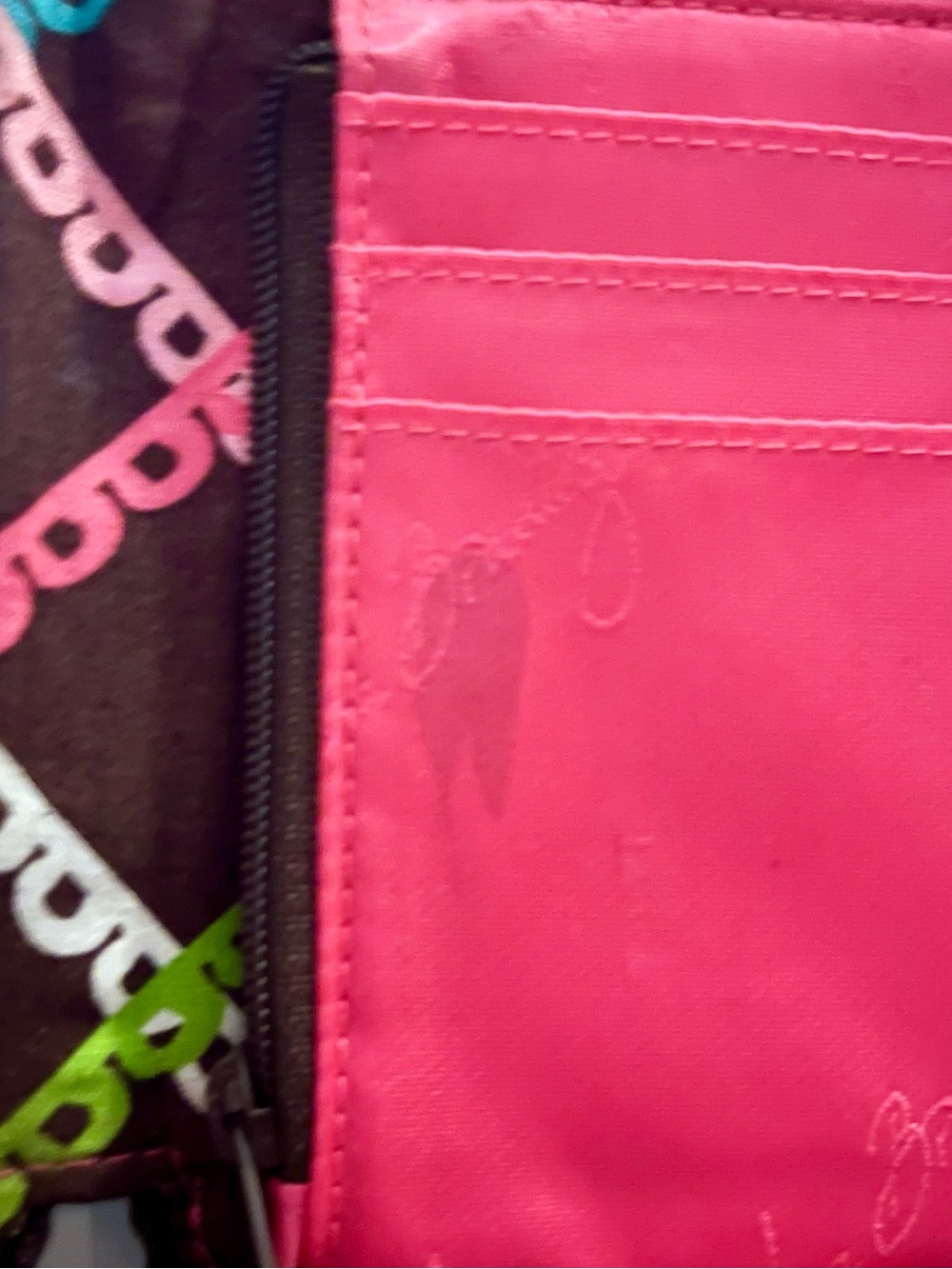 Vera Bradley Quilted Floral Wristlet in Pink, Lime & Brown - Picture 7 of 7